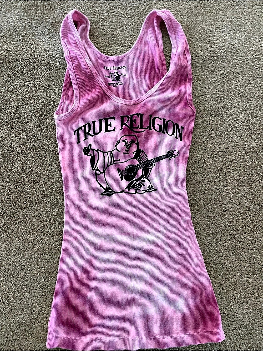 True Religion Buddha Tie Dye Tank Tie-Dye Tank Top in Pink Like New | Size XS